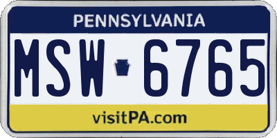 PA license plate MSW6765