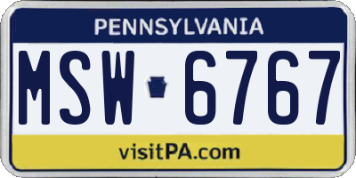 PA license plate MSW6767