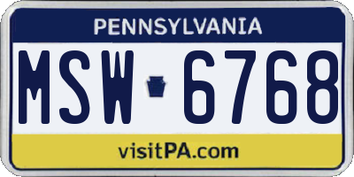 PA license plate MSW6768