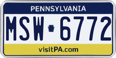 PA license plate MSW6772