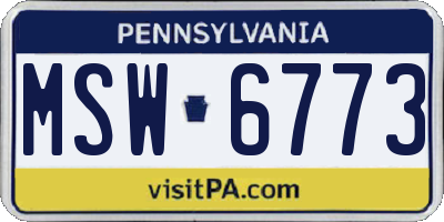 PA license plate MSW6773