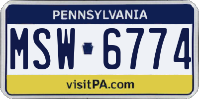 PA license plate MSW6774