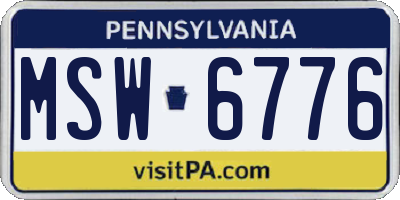 PA license plate MSW6776