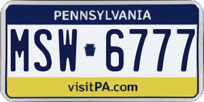 PA license plate MSW6777