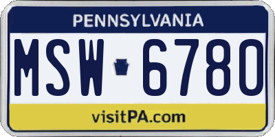 PA license plate MSW6780