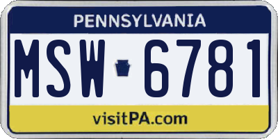 PA license plate MSW6781