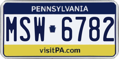 PA license plate MSW6782