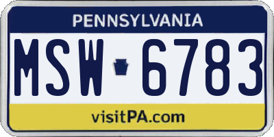 PA license plate MSW6783