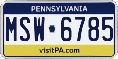 PA license plate MSW6785