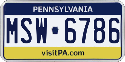 PA license plate MSW6786