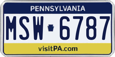 PA license plate MSW6787