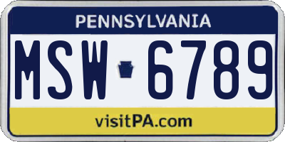 PA license plate MSW6789