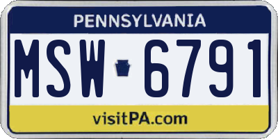 PA license plate MSW6791