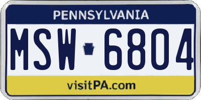 PA license plate MSW6804