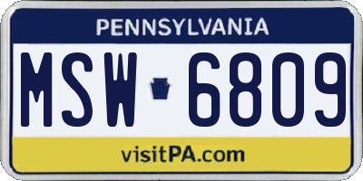 PA license plate MSW6809