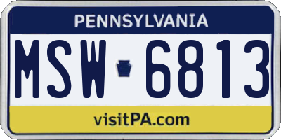 PA license plate MSW6813