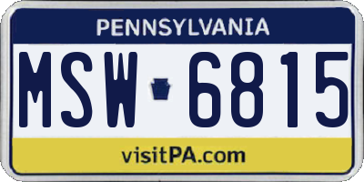 PA license plate MSW6815