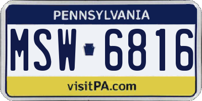 PA license plate MSW6816