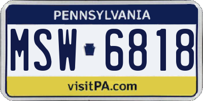 PA license plate MSW6818