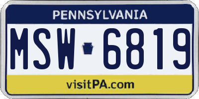 PA license plate MSW6819