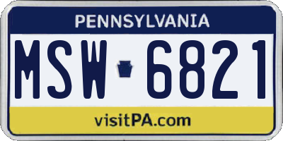 PA license plate MSW6821