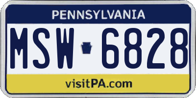 PA license plate MSW6828