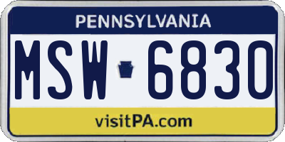 PA license plate MSW6830