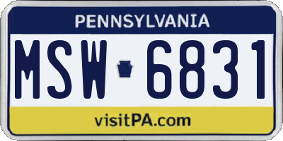 PA license plate MSW6831