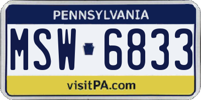 PA license plate MSW6833