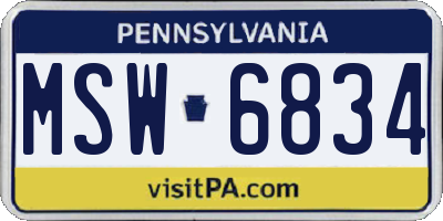 PA license plate MSW6834