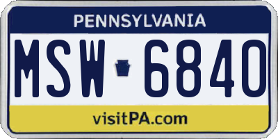PA license plate MSW6840