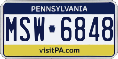 PA license plate MSW6848