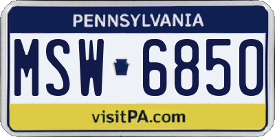 PA license plate MSW6850