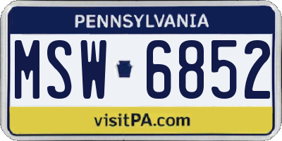 PA license plate MSW6852