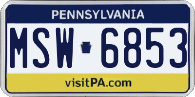 PA license plate MSW6853
