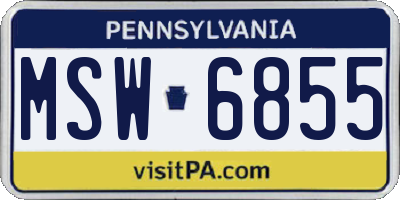 PA license plate MSW6855