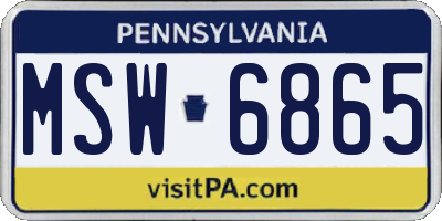 PA license plate MSW6865