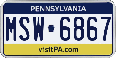 PA license plate MSW6867