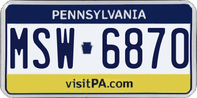 PA license plate MSW6870