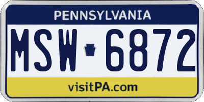 PA license plate MSW6872