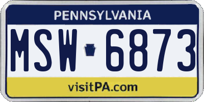 PA license plate MSW6873