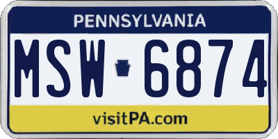 PA license plate MSW6874