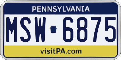 PA license plate MSW6875
