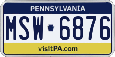 PA license plate MSW6876