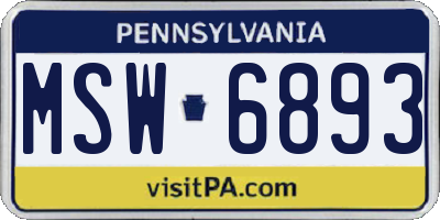 PA license plate MSW6893