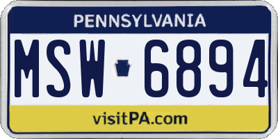 PA license plate MSW6894