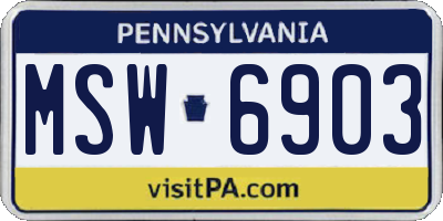 PA license plate MSW6903