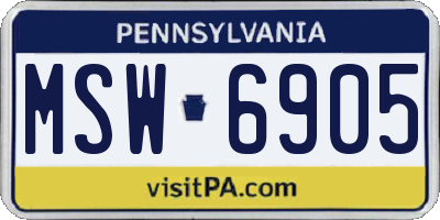 PA license plate MSW6905