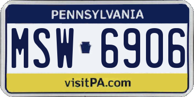 PA license plate MSW6906
