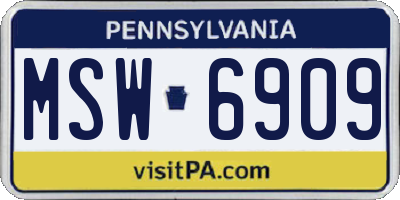 PA license plate MSW6909